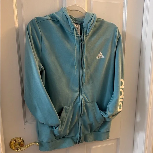 Adidas Kids Teal Zip-Up Hoodie - Picture 1 of 3